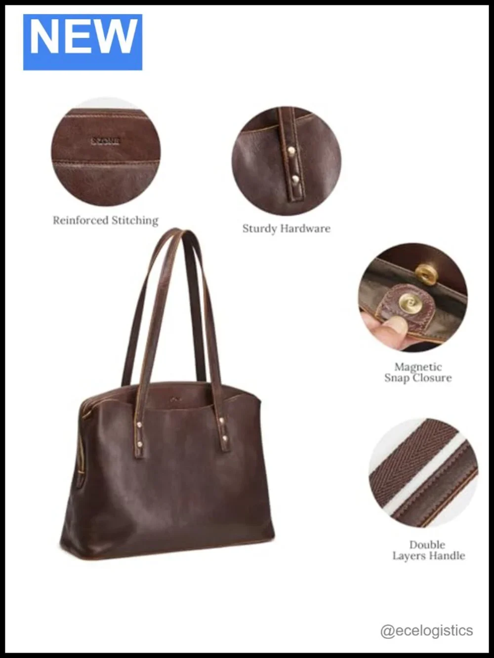 Leather Tote Bag for Women Large Capacity Shoulder Handbag 15.6 Laptop
